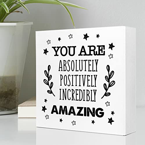 Inspirational Wooden Block Sign for Desk Decor - 5x5 Inches