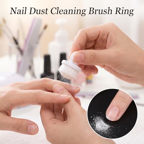HJZHII Wearable Ring Nail Dust Brush Soft Bristle Manicure Tool 4Pcs
