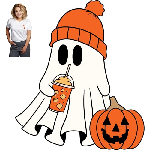 Ghost Halloween Iron-On Transfer Patch - 3x3 Inch Durable HTV