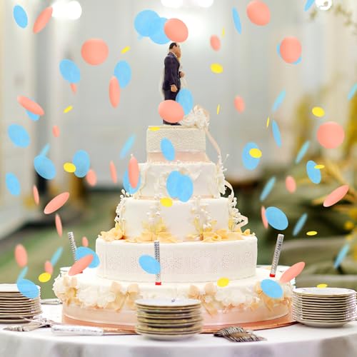 Rose Gold Blue Gold Round Tissue Confetti Dots - 1-Inch, 1.76oz