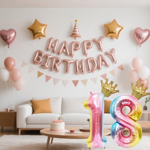 40-Inch Rainbow Gradient Number 1 Balloon with Crown - 1st Birthday & Baby Shower Party Supplies