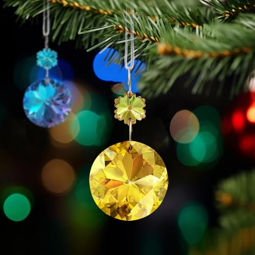 12pcs Iridescent Crystal Ornaments for Mini Christmas Tree, 1.18″ Glass