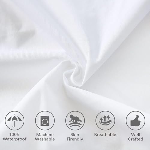 NOKOLULU Waterproof Pillow Protector Cover - Soft White Queen Size