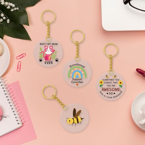 YaeYur 12PCS Round Clear Acrylic Blanks with Hole for DIY Crafts and Keychains