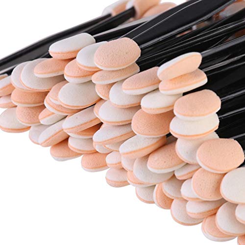 JASSINS 50Pcs Disposable Eyeshadow Applicators, Double-Sided Sponge Makeup Brushes