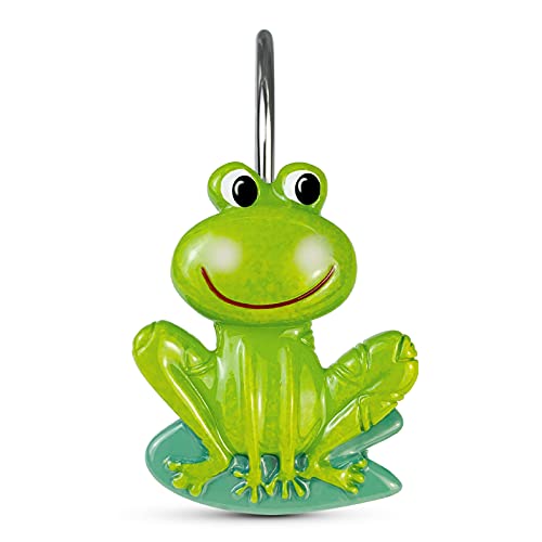 Sunlit Frog Decorative Shower Curtain Hooks - 12 Pack Rustic Resin Rings