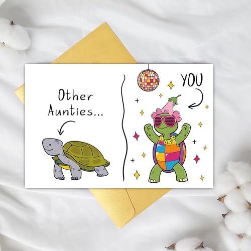 Funny Auntie Birthday Card Gift - Cute Turtle for Auntie from Niece/Nephew
