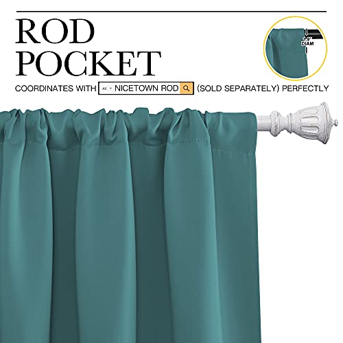 NICETOWN Sea Teal Blackout Curtains - Thermal Insulated Drapes, 34x84 in (Set of 2)