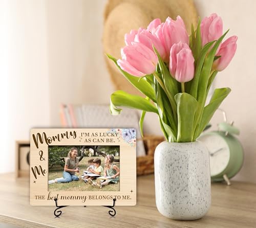Mom Wooden Picture Frame Gifts - Floral Mommy & Me Photo Frame 4x6 Inches - Variation of Mommy & Me