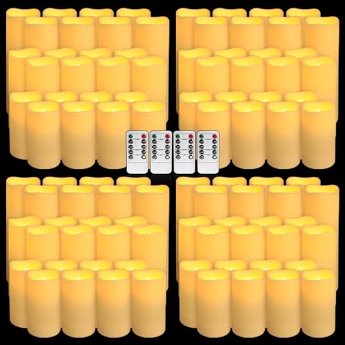 96 Ivory Waterproof Outdoor Flameless LED Candles with Remote & Timer Set