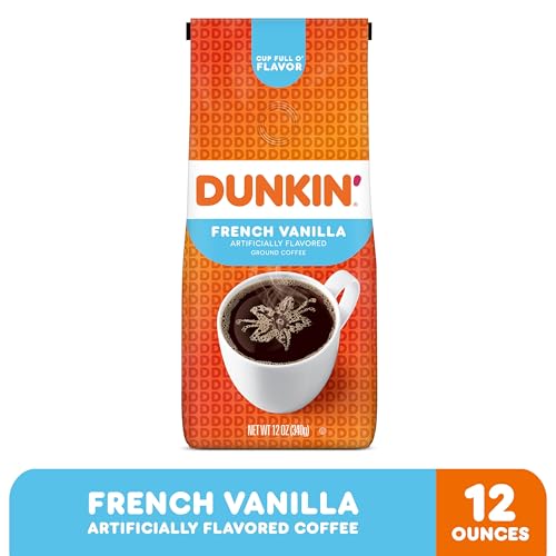 Dunkin' French Vanilla Ground Coffee, Medium Roast, 12 Oz (Pack of 3)