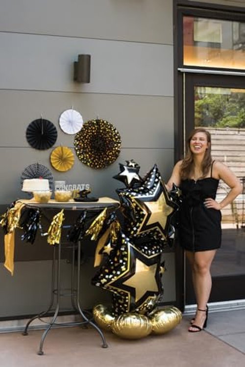 Anagram 4246311 Star Cluster Black & Gold Airloonz Foil Mylar Party Balloon, 59", Multicolor, Pack of 1