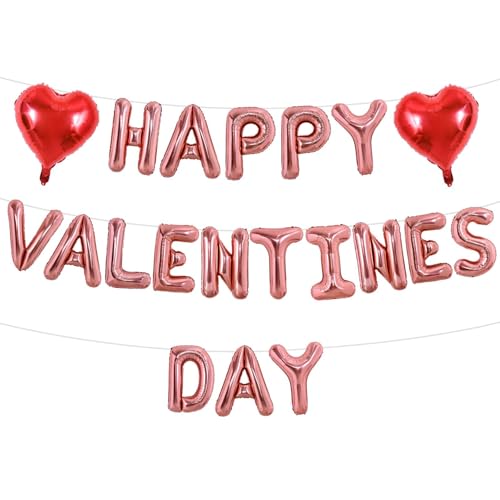 Happy Valentine's Day Rose Gold Foil Letter Balloons - 16 Inch