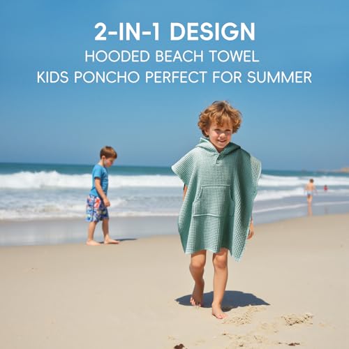 Hooded Kids Beach Towel - Sage Green Poncho for Babies & Toddlers
