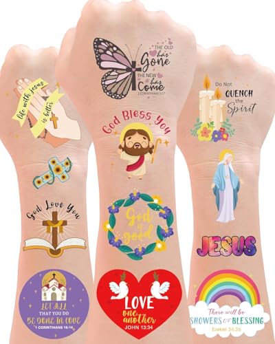 Christian Bible Verse Temporary Tattoos 20 Sheets 132 Pcs Party Favors