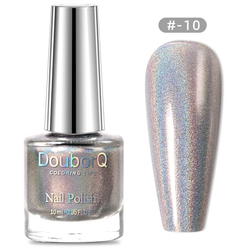 AILALUO Holographic Nail Polish 10ml Laser Glitter Silver Chrome