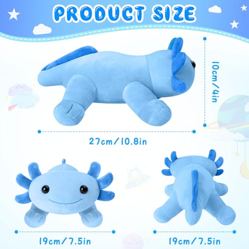 Blue Axolotl Plush Toy - 10.8-Inch Soft Stuffed Animal Pillow