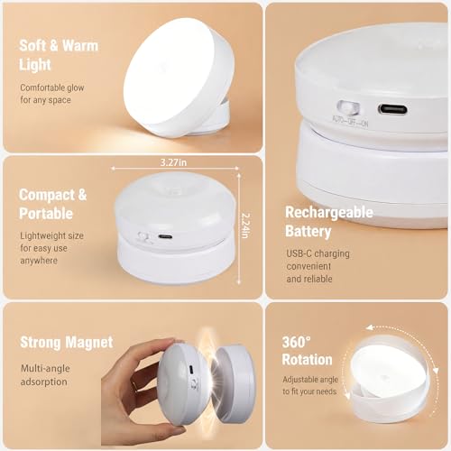 Rechargeable 360° Rotatable Motion Sensor Wall Light - Wireless LED Sconce