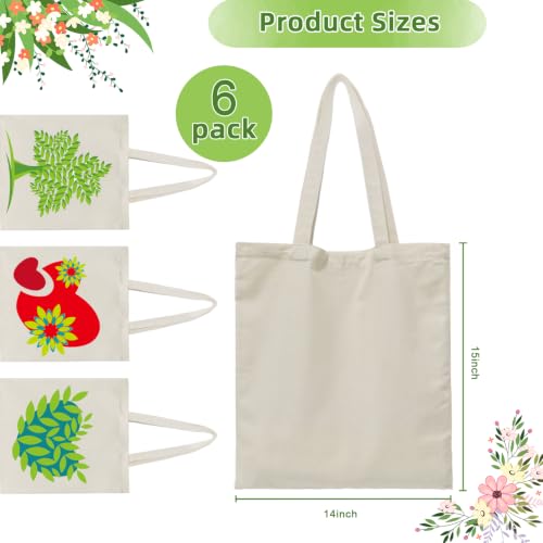 Beige Medium Canvas Tote Bag - Reusable Shopping Bag (6 Pack)