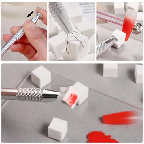 Ombre Nail Art Sponge Set with Grabbing Pen - 100 Mini Sponges