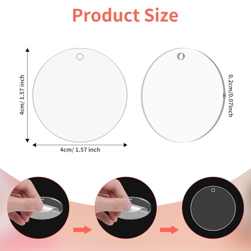 YaeYur 12PCS Round Clear Acrylic Blanks with Hole for DIY Crafts and Keychains