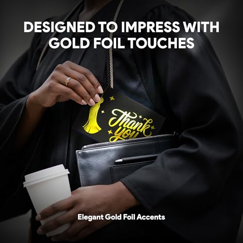 Gold-Foiled Graduation Thank You Cards, 24 Pack, 6x4in