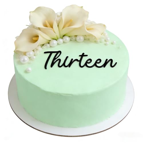 Elegant Black Acrylic Thirteen Cake Topper for 13th Birthday
