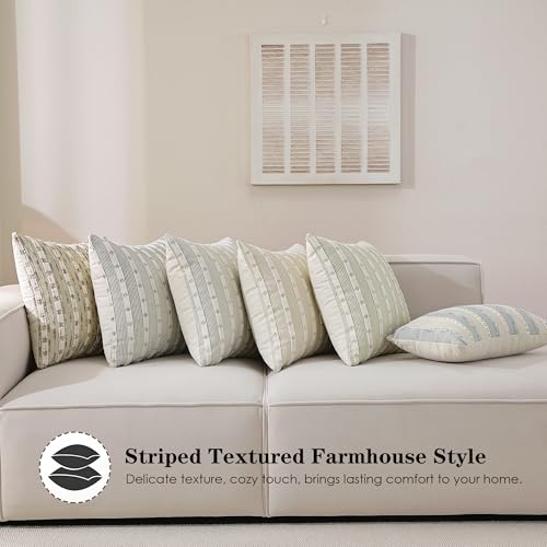 Boho Tufted Chenille Throw Pillow Covers Set of 2 - Sage Green, 18x18