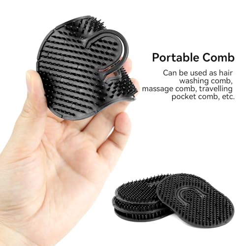 Tenalleys Pocket Palm Hair Brush & Beard Comb 4 Pcs Finger Loop Scalp Massager