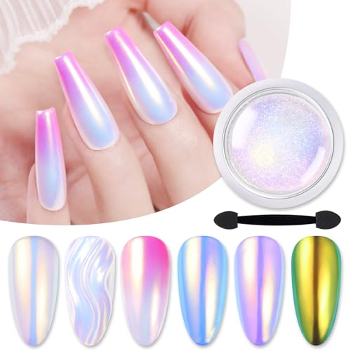 Born Pretty Chrome Aurora Nail Powder Mermaid Pearl Glitter Dust