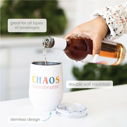 Chaos Coordinator Wine Tumbler for Mom - 12 oz Insulated Travel Cup