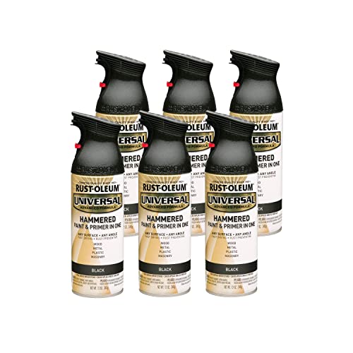 Rust-Oleum Universal All Surface Hammered Spray Paint - Black, 12 oz, 6 Pack