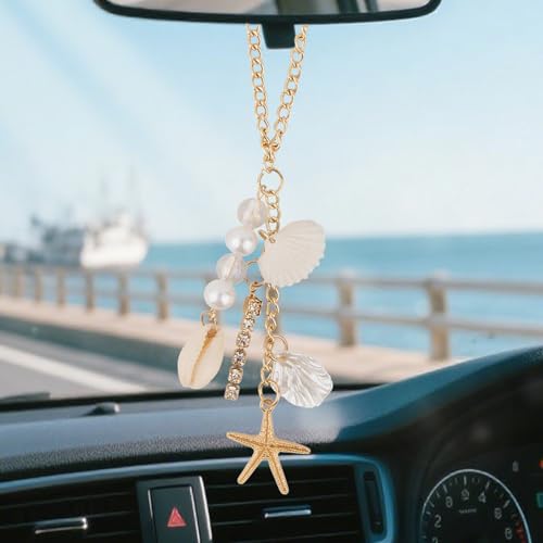 HOHUCRAB Sea Shells & Starfish Car Mirror Hanging Charm - Classic Style
