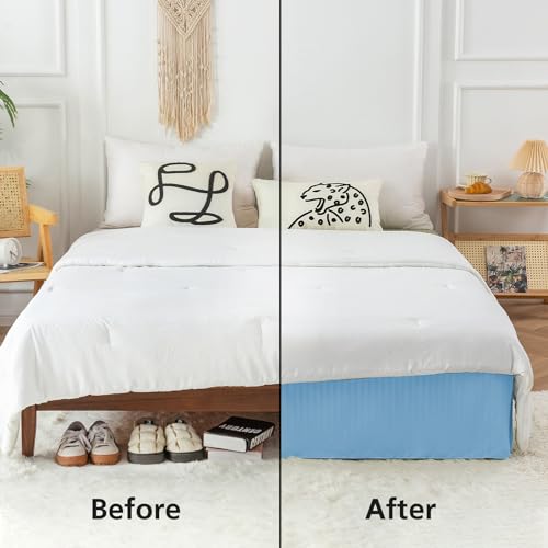 HENGWEITEXT Queen Size Pleated Bed Skirt with Split Corners