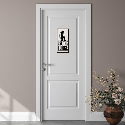 Use the Force Funny Toilet Sign - Wooden Bathroom Wall Decor Plaque