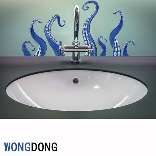 Blue Octopus Tentacle Toilet Lid Decal - Peel & Stick Bathroom Decor