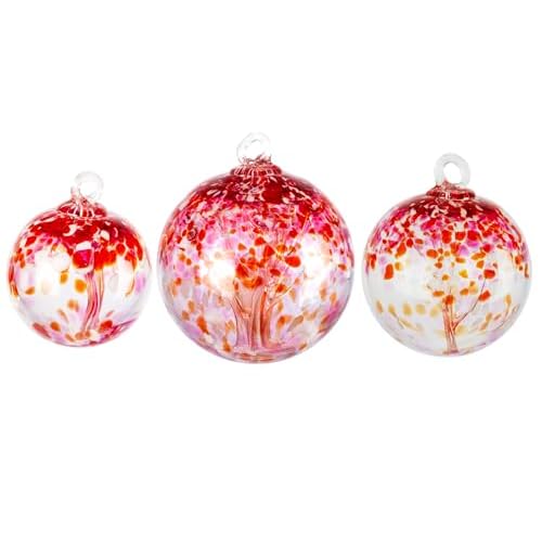 Dale Tiffany Hand Blown Glass, 4" Diameter Blush, Tree of Life Collection, Witch Globe Hanging Garden Indoor/Outdoor Decorative Ornament Gazing Ball