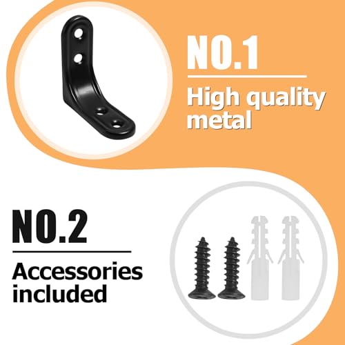 BokWin 2 Inch Black Steel L Brackets - 8 Pack Set