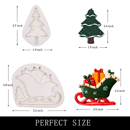 Christmas Silicone Fondant Mold Set for Cake Decoration - Santa, Tree, Sled, House