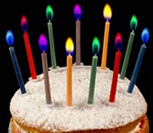 Coloured Birthday Cake Candles - Pack of 12 with Holders