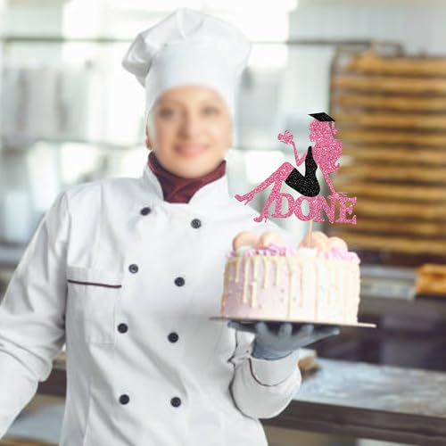 High Heel Graduation Cake Topper for Class of 2026 - Pink Glitter