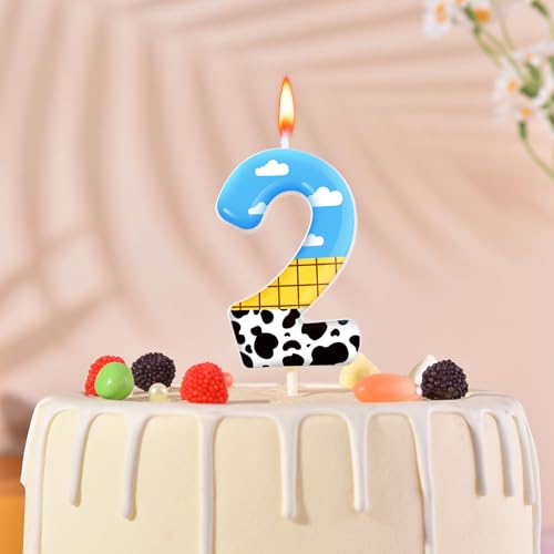 2.76 Inch Number 2 Birthday Candle - Cartoon Style Party Decor