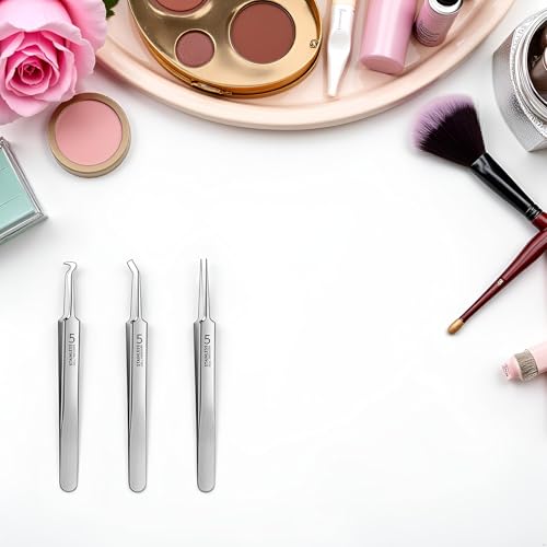Blackhead Removal Tweezers Set 3Pcs Precision Stainless Steel Extractor