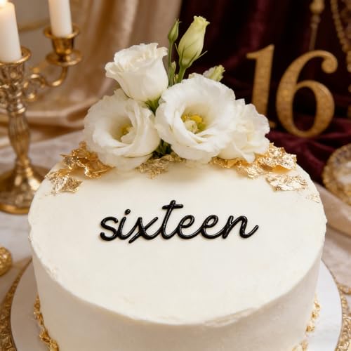 Elegant Acrylic 'Sixteen' Cake Topper for 16th Birthday & Anniversary