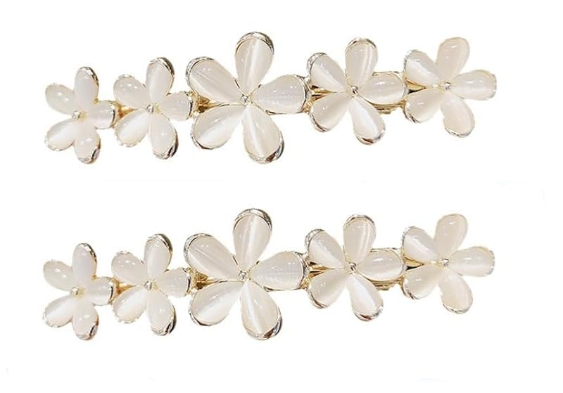 Czhotg Golden Flower Opal Hair Clips 2Pcs Sparkly Wedding Barrettes