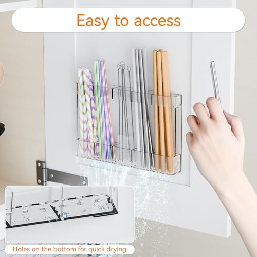 Yieach Acrylic Straw Holder - 9.4 Inch Reusable Straw Organizer