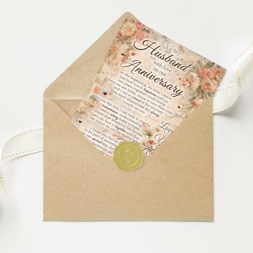 Romantic Anniversary Card for Husband - Vintage Floral Design