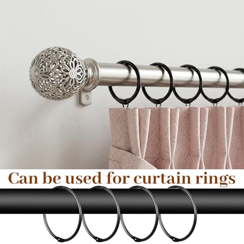 Mabor 10-Pack Black Shower Curtain Hooks - Rustproof Iron Rings