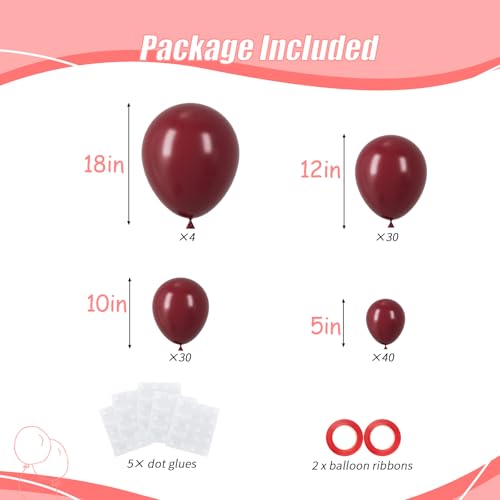 104pc Burgundy Balloon Garland Arch Kit - Assorted Sizes 5 to 18 Inch