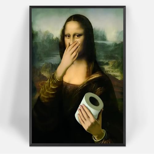 Funny Vintage Woman Portrait Canvas Wall Art for Bathroom